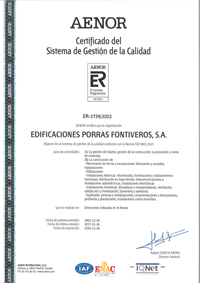 Certificado del Sistema de Gestión de la Calidad